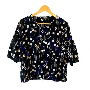 XTSY Italian Made Black Floral Blouse
